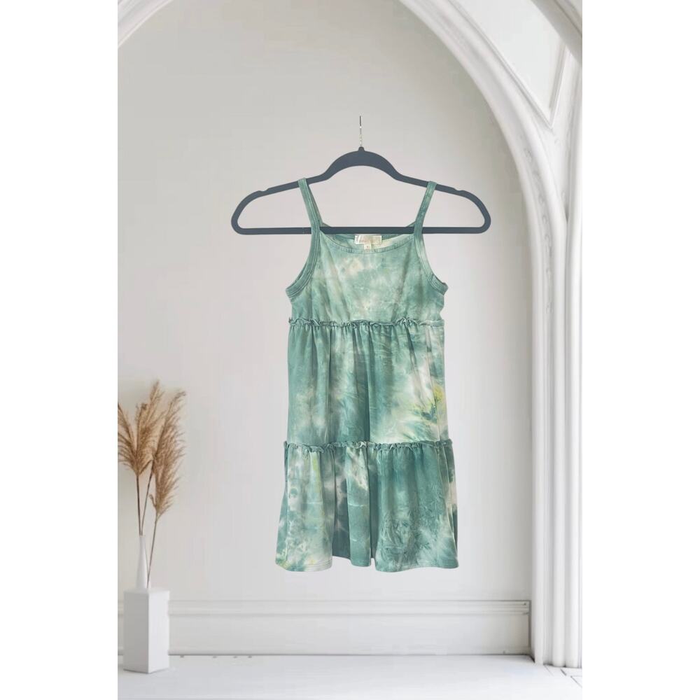 🇺🇦 Sunset West Girl Tie Dye Green Summer Dress Size Small 🇺🇦